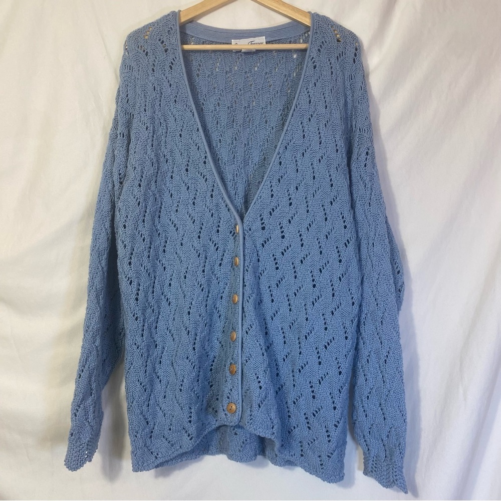 Vintage Blue Women's Cardigan Eclectic Granpa